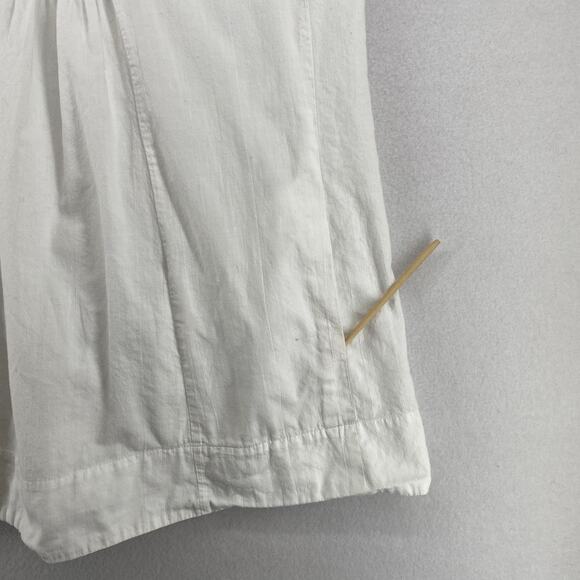 EILEEN FISHER Top L Cotton Woven Tunic Tank Smocked Square Neck Shell White - Picture 7 of 13